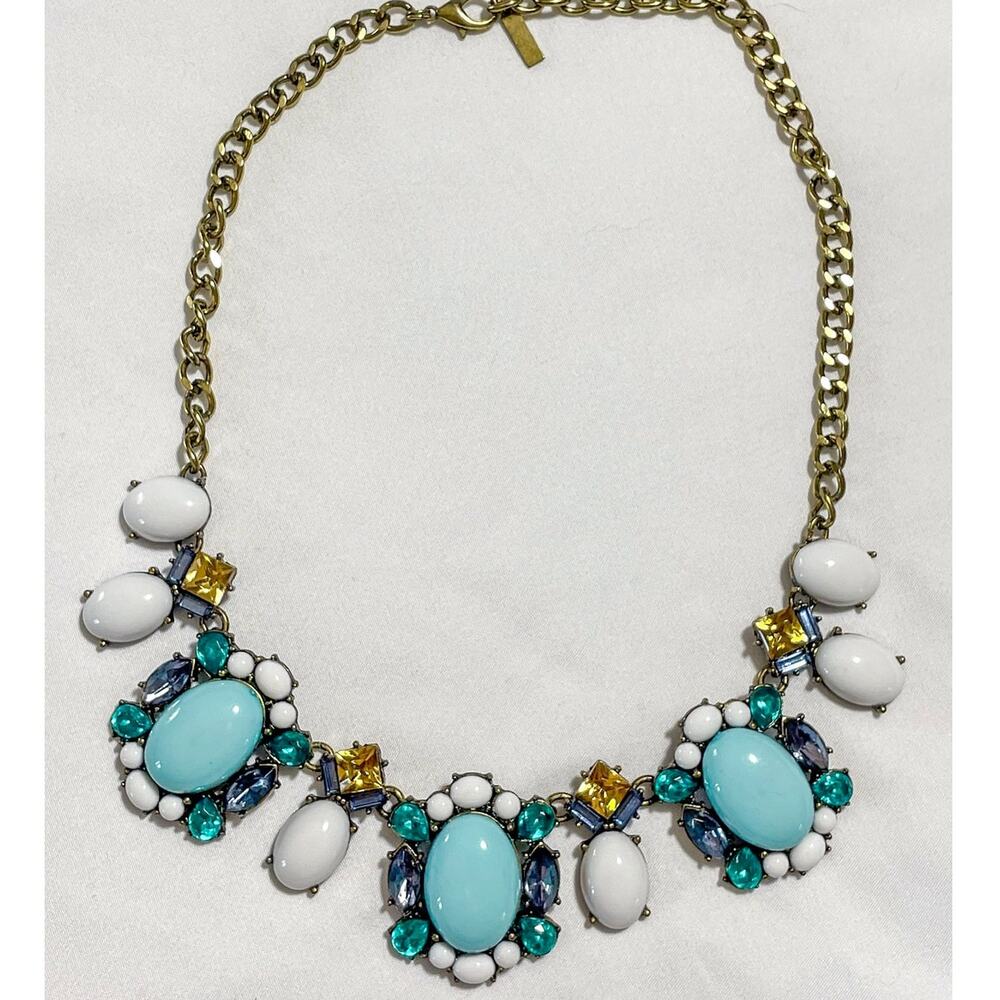 Sugarfix by Baublebar Statement Necklace Blue White Aqua Rhinestone Beaded - Picture 9 of 9